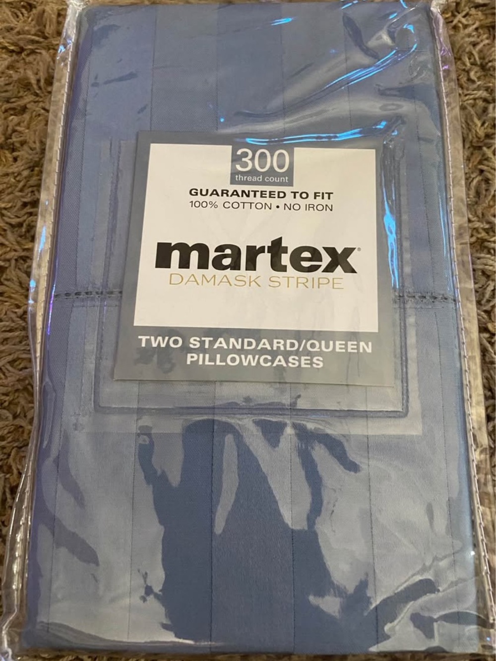 Martex Blue Damask Stripe Pillowcases - Pack of 2